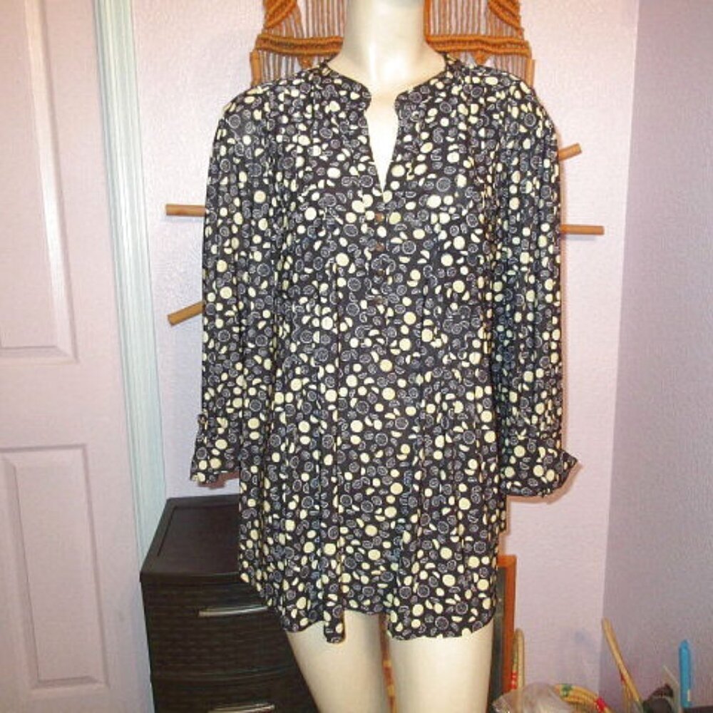 Cocomo Womens Top Size 2X Pintuck Tunic Lemons Stretch Whimsigoth Fairy Grunge